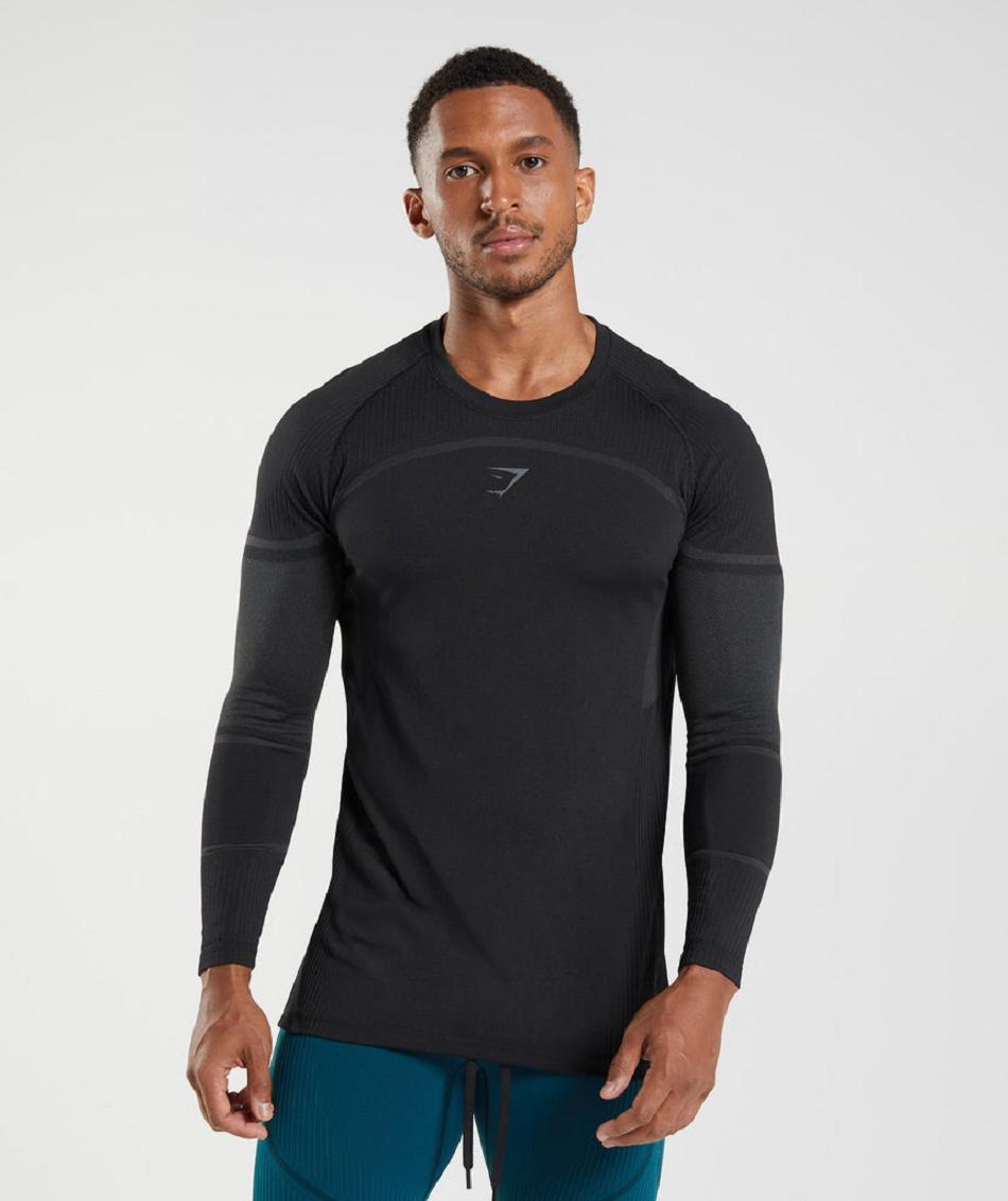 Long Sleeve Gymshark 315 Hombre Negras | CO 3533AHK